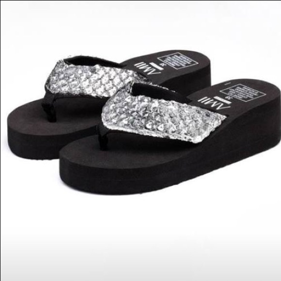 Shoes - Bling Wedge Flip-Flops